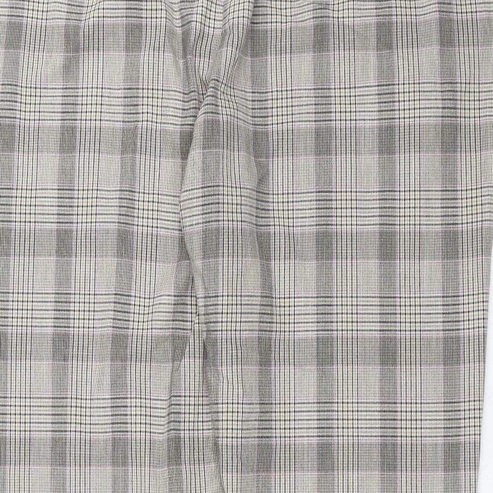 Marks and Spencer Womens Beige Check  Trousers  Size 20 L28 in