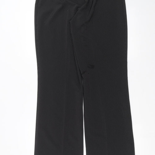 Marks and Spencer Womens Black Striped  Trousers  Size 14 L32 in