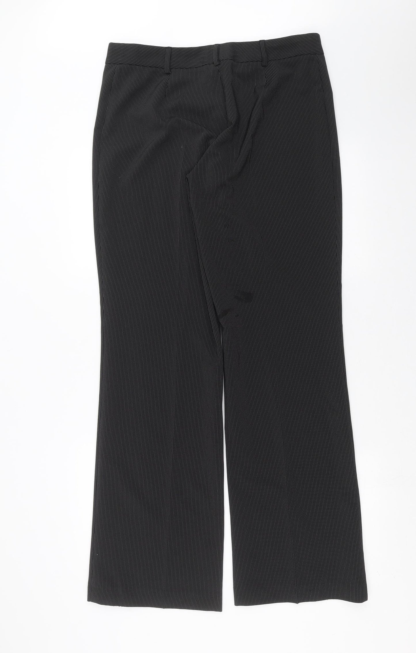 Marks and Spencer Womens Black Striped  Trousers  Size 14 L32 in