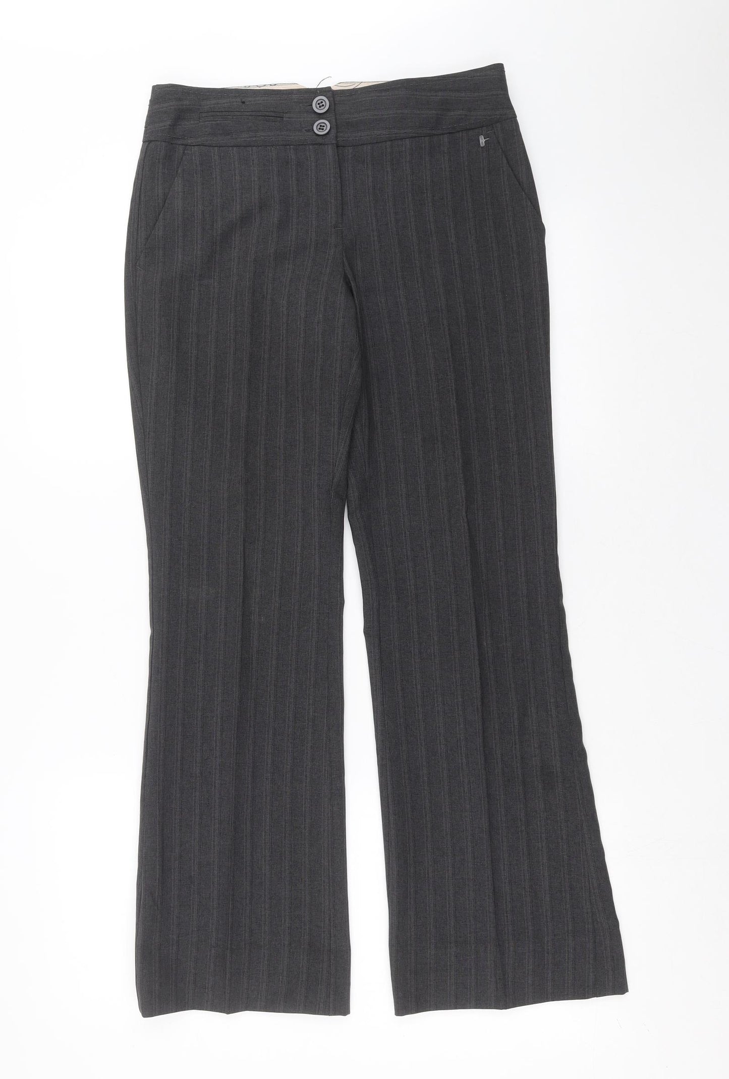 New Look Womens Grey Striped  Trousers  Size 6 L29 in