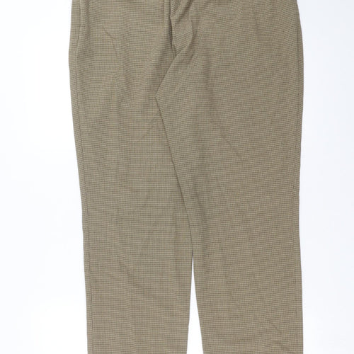 Marks and Spencer Womens Beige Check  Trousers  Size 16 L29 in