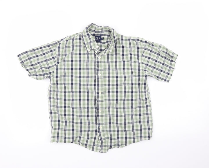 Gap Boys Green Plaid Basic Button-Up Size S