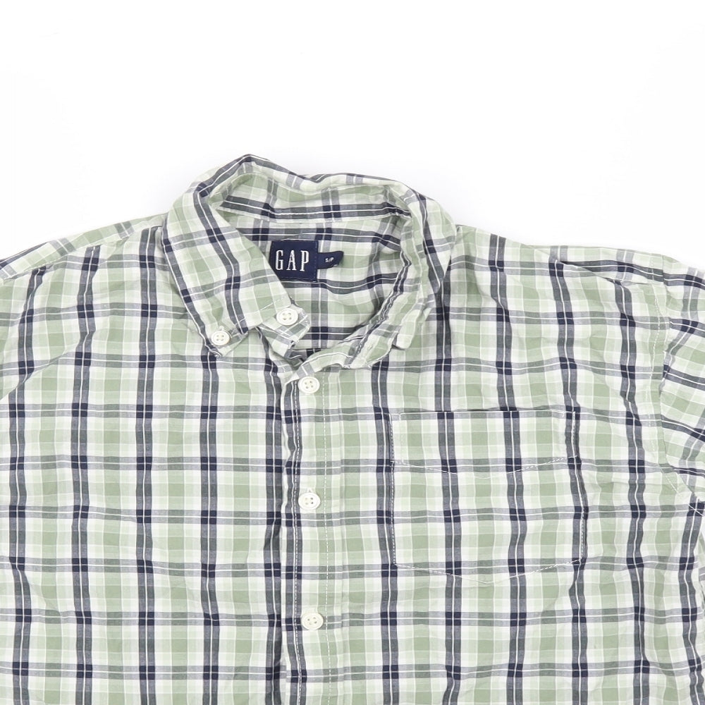 Gap Boys Green Plaid  Basic Button-Up Size S