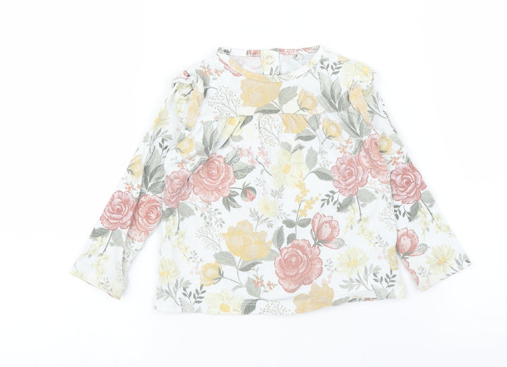 TU Girls White Floral Chemise Pyjama Set Size 9-12 Months