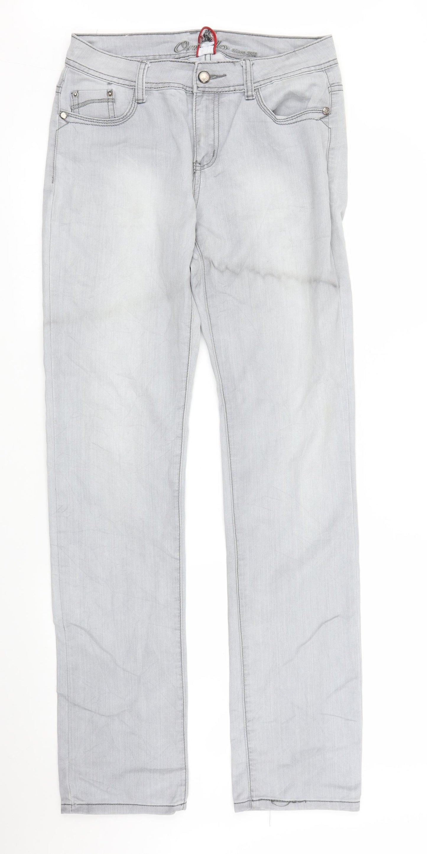 Onado Womens Grey  Denim Straight Jeans Size 10 L32 in