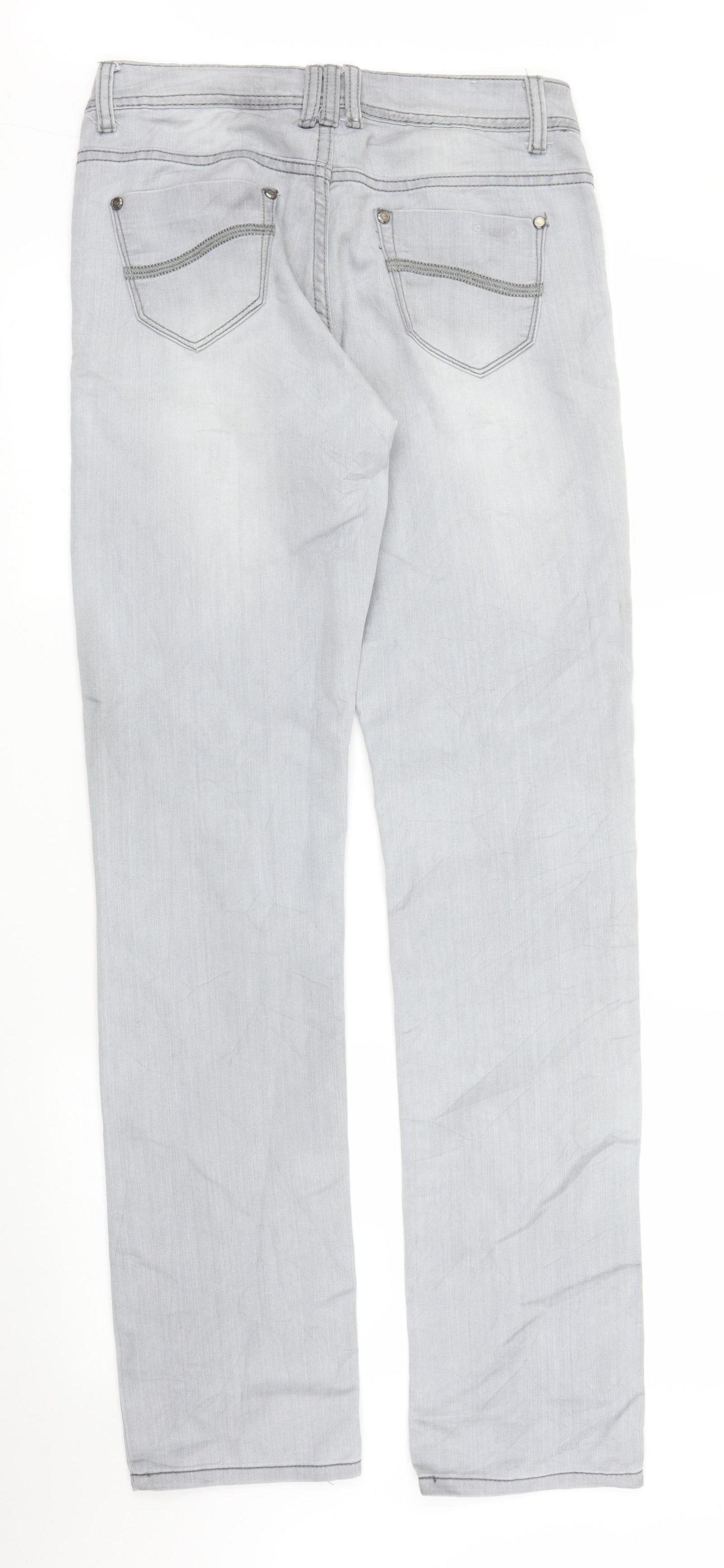 Onado Womens Grey  Denim Straight Jeans Size 10 L32 in