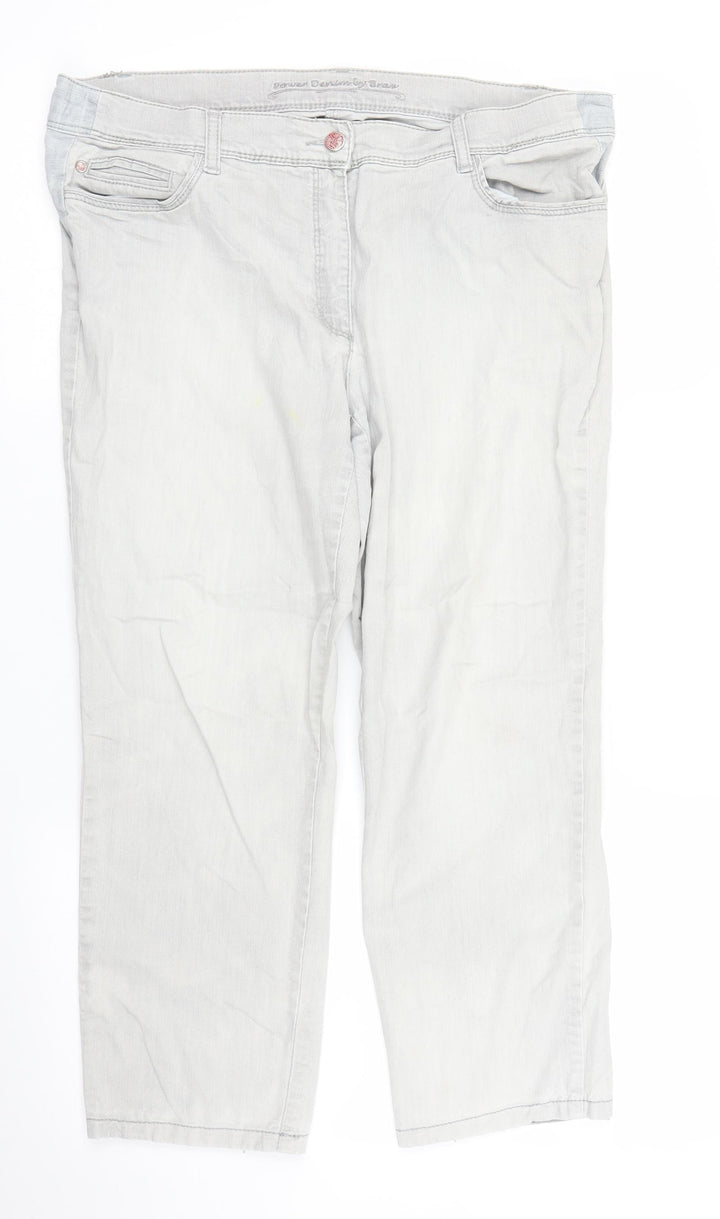 Power Denim Womens Grey Denim Cropped Jeans Size 14 L23 in