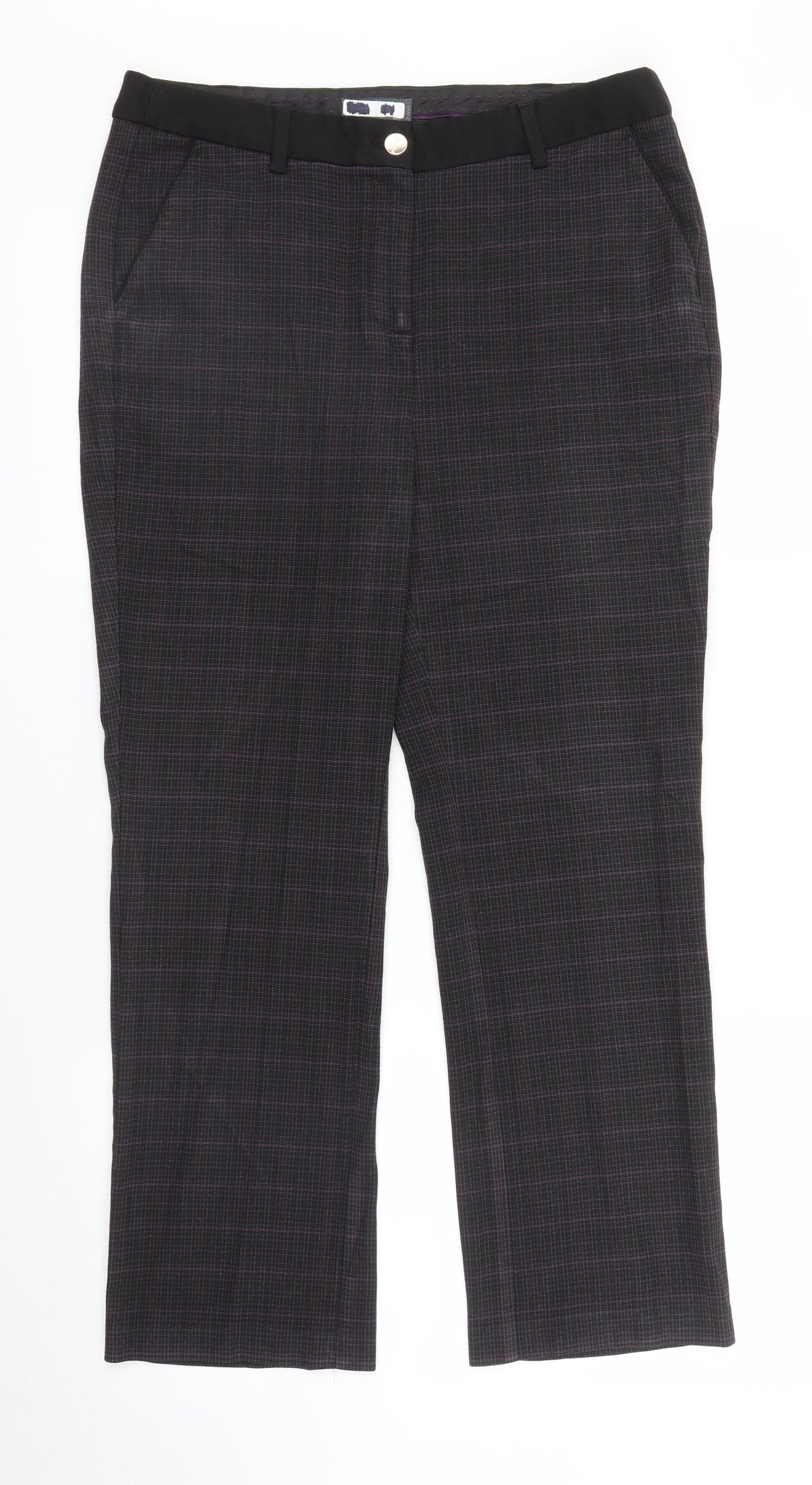 M&S Womens Purple Check  Trousers  Size 12 L26 in