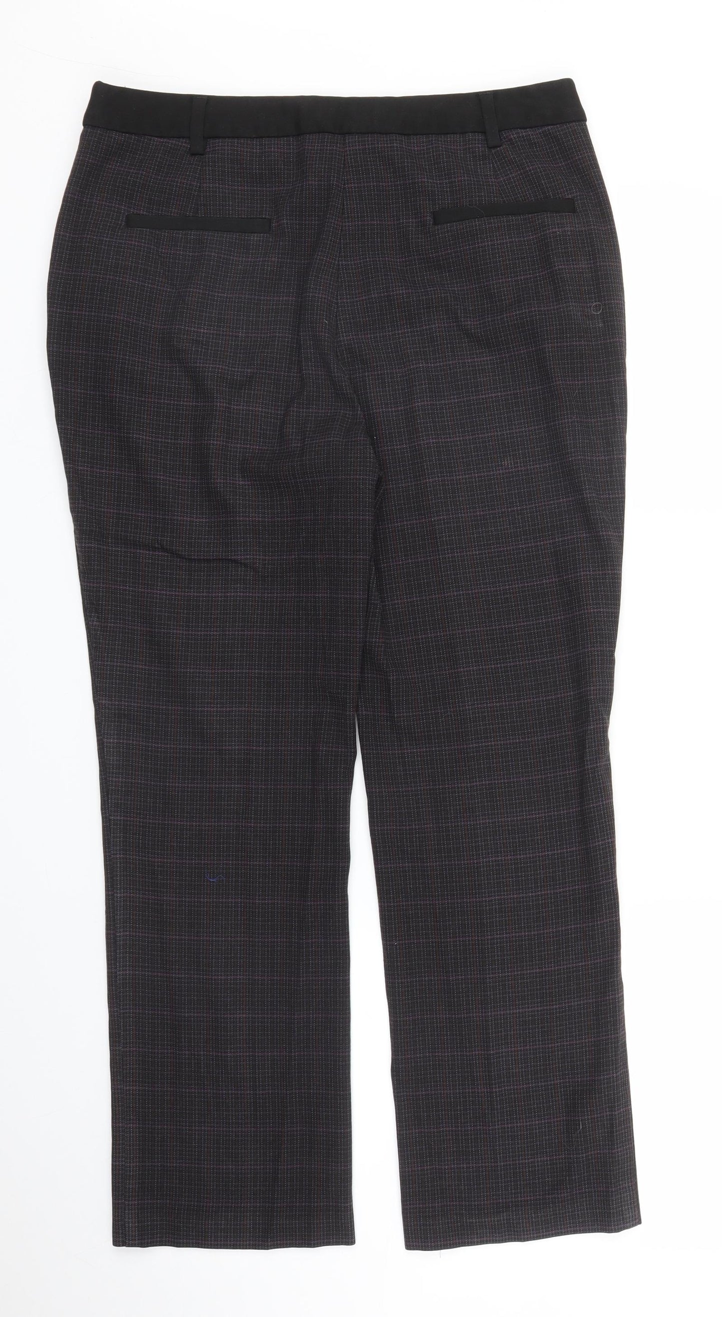 M&S Womens Purple Check  Trousers  Size 12 L26 in
