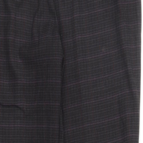 M&S Womens Purple Check  Trousers  Size 12 L26 in