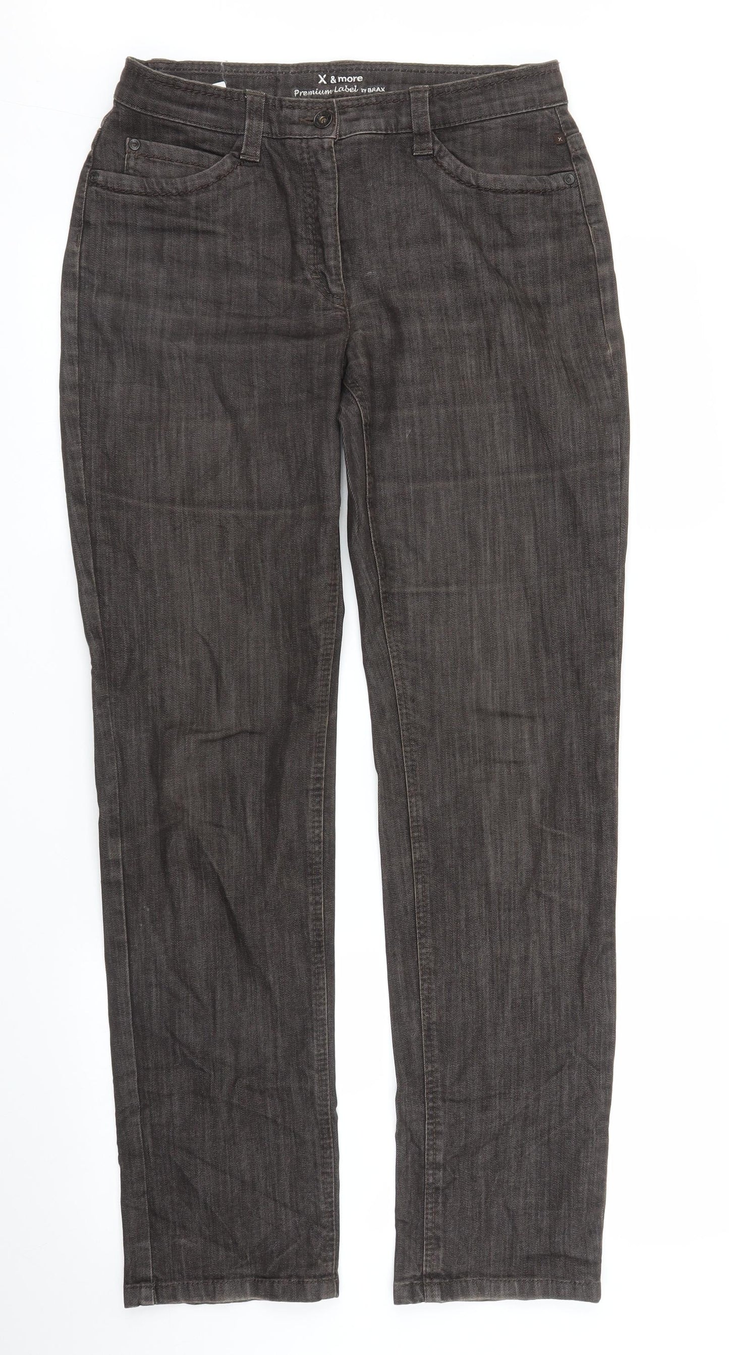 X & More Womens Brown  Denim Straight Jeans Size 14 L30 in