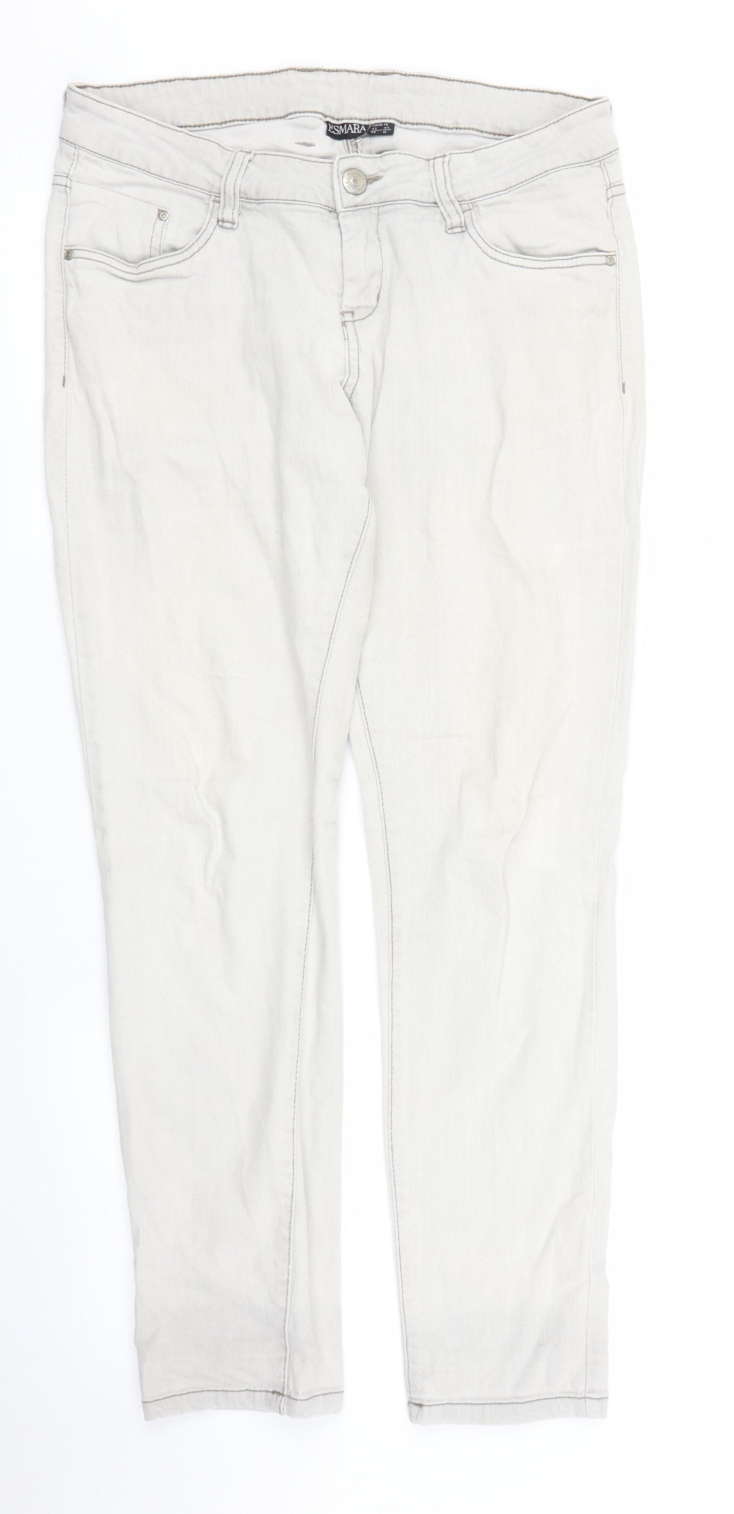 ESMARA Womens Beige  Denim Capri Trousers Size 16 L28 in
