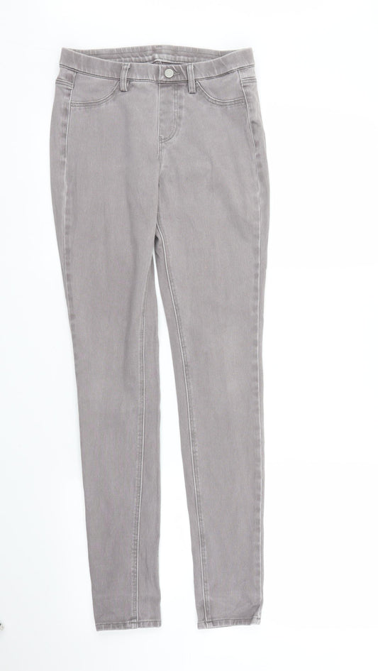 Front view of Uniqlo women’s beige denim jegging jeans, size UK 26, in, 29-inch leg