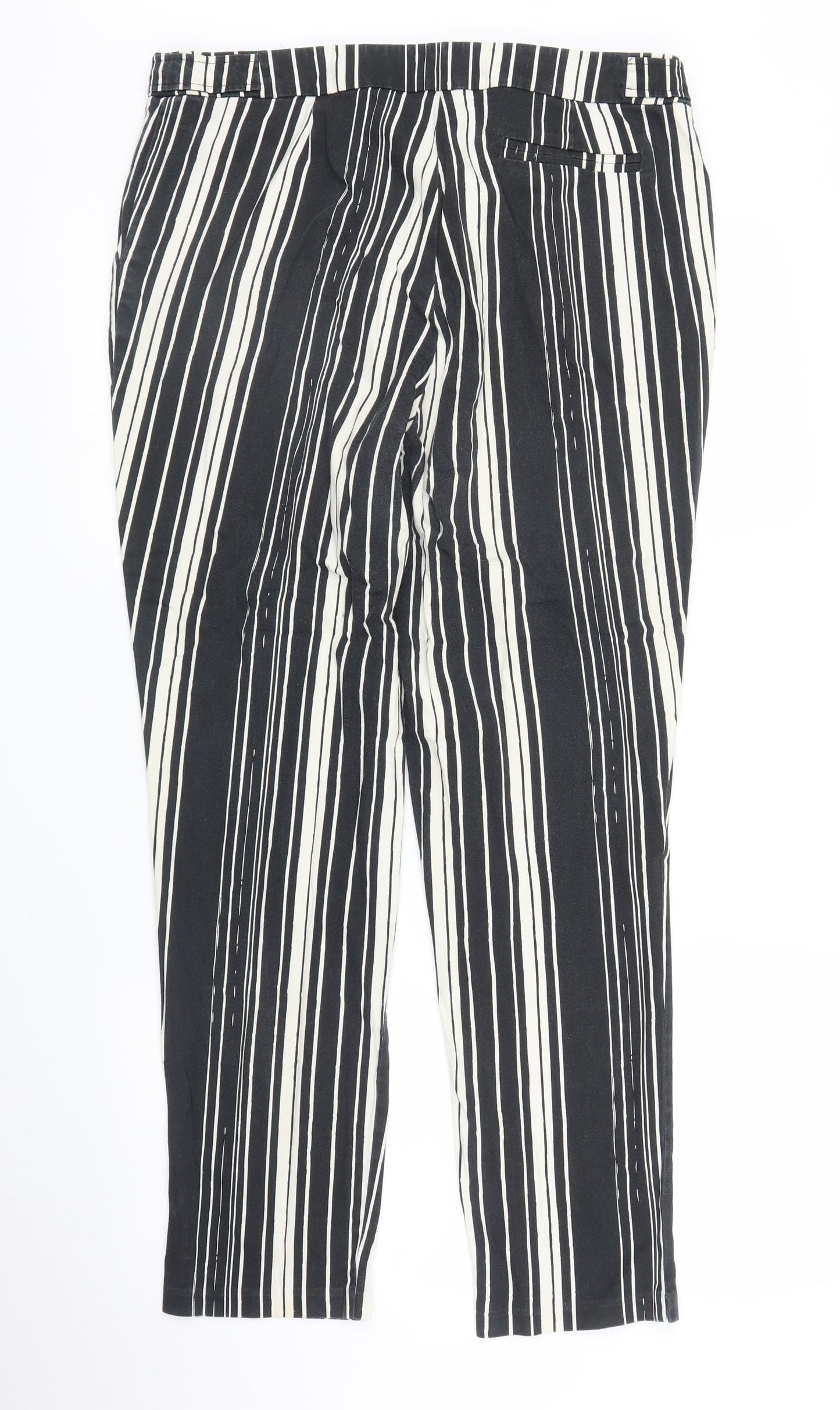 Peacocks Womens Black Striped  Capri Trousers Size 16 L27 in