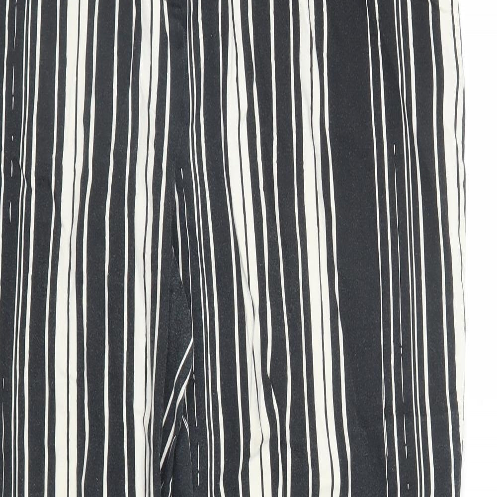 Peacocks Womens Black Striped  Capri Trousers Size 16 L27 in