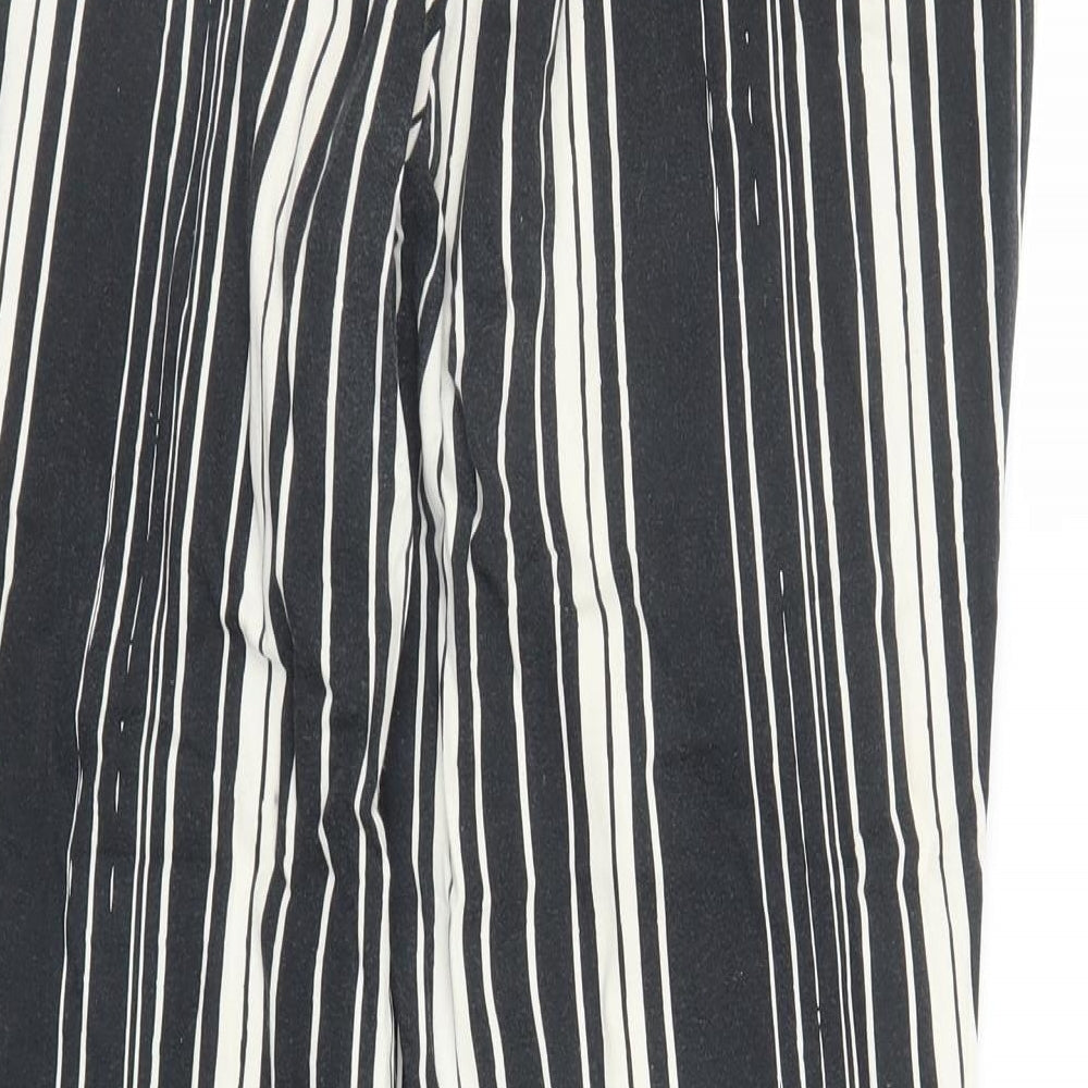 Peacocks Womens Black Striped  Capri Trousers Size 16 L27 in