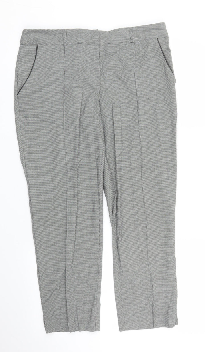 Miss Selfridge Womens Grey Houndstooth Pedal Pusher Trousers Size 12 L24 in