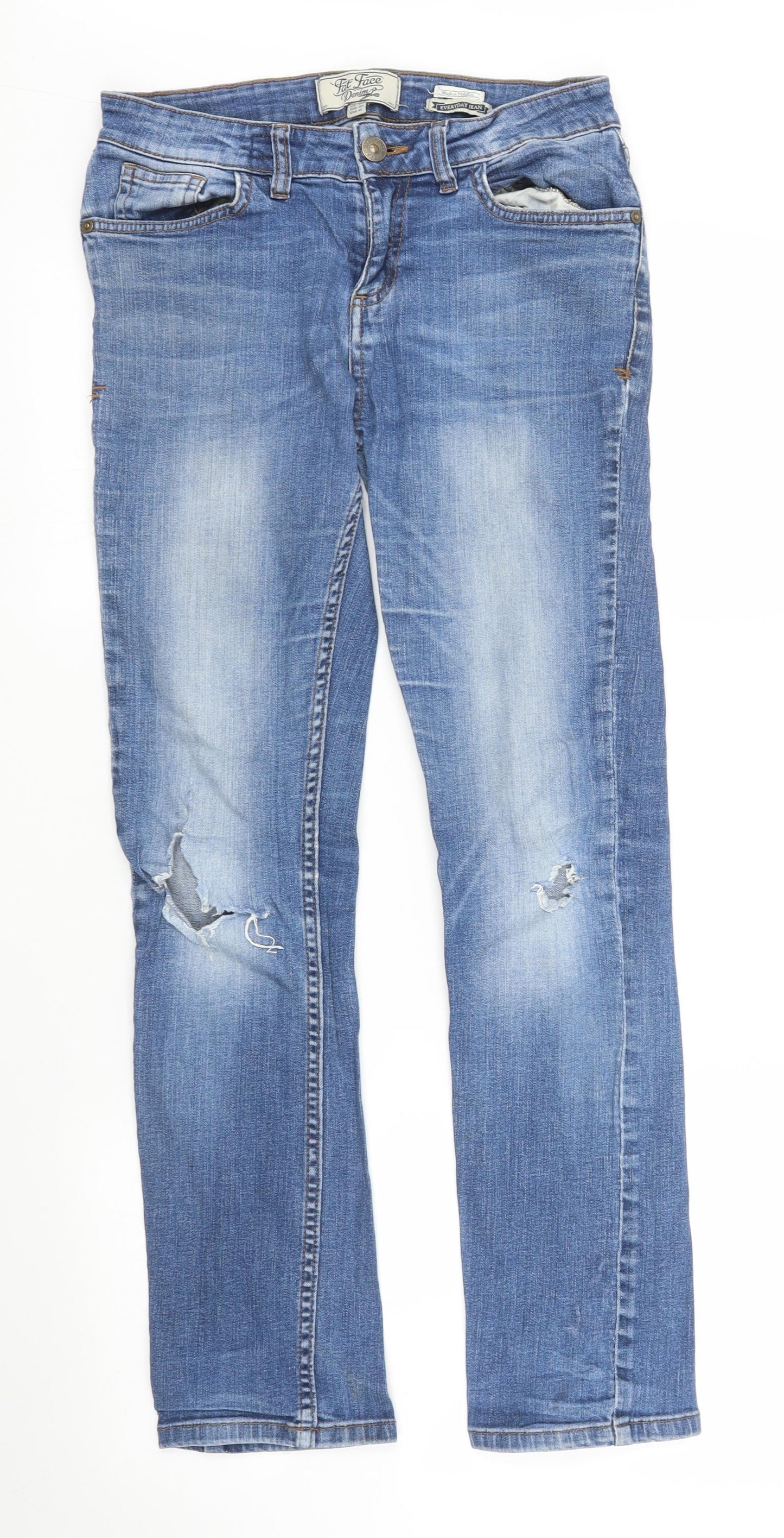 Fat Face Womens Blue  Denim Straight Jeans Size 8 L28 in