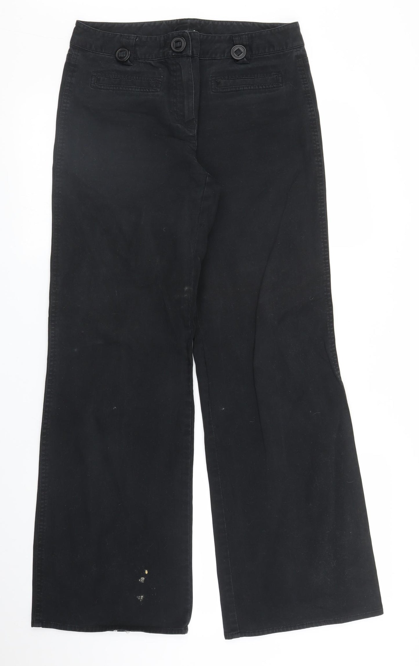 NEXT Womens Black  Denim Wide-Leg Jeans Size 10 L30 in