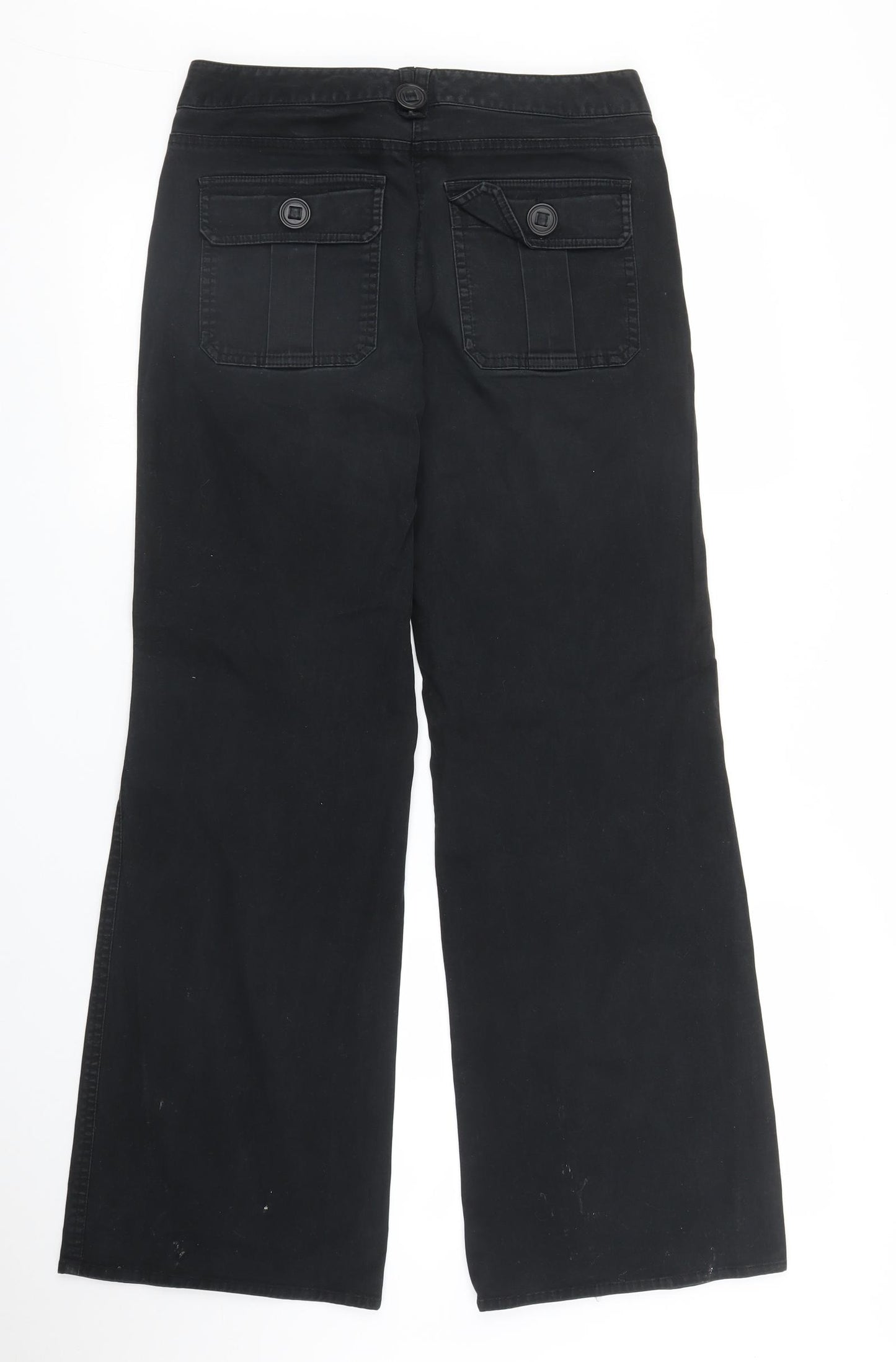NEXT Womens Black  Denim Wide-Leg Jeans Size 10 L30 in