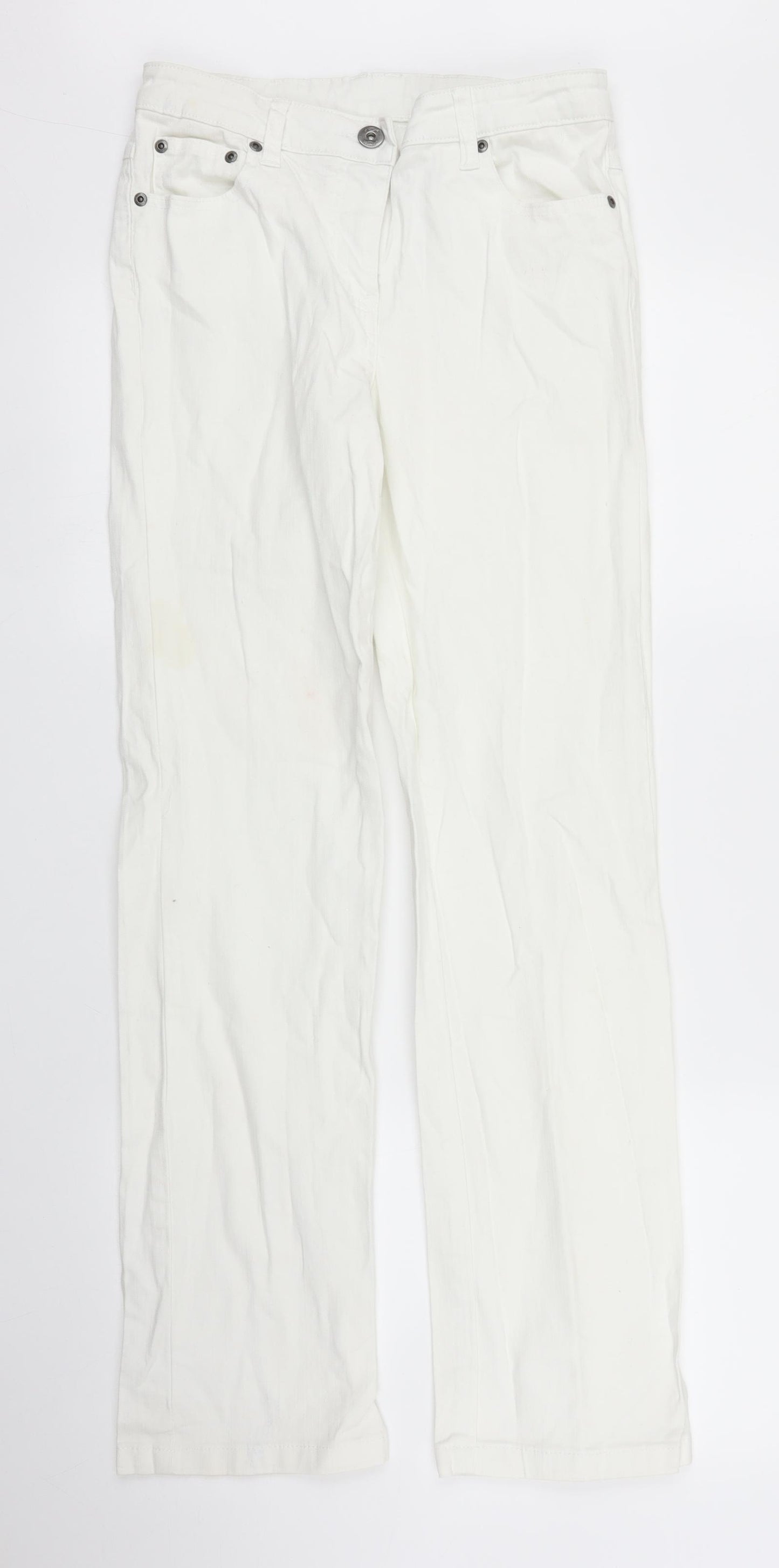 Preworn Womens White  Denim Straight Jeans Size 8 L31 in
