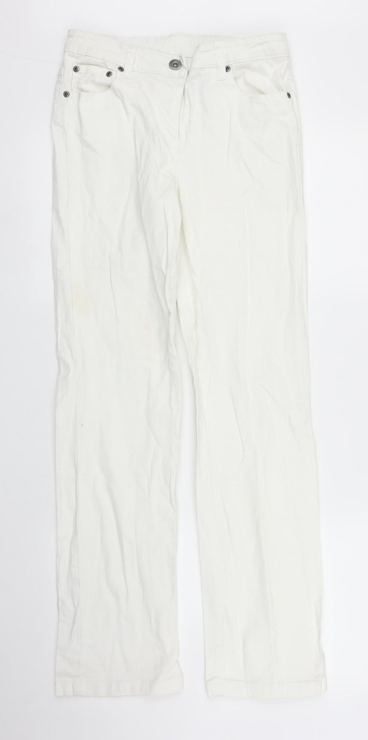 Preworn Womens White  Denim Straight Jeans Size 8 L31 in