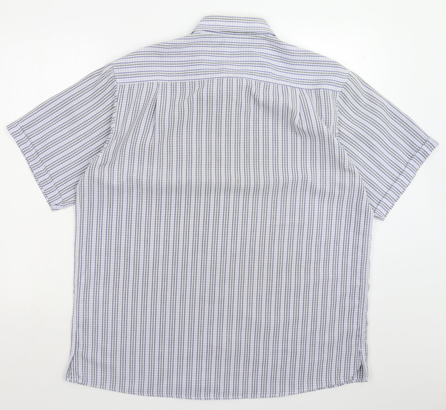 Cotton Traders Mens White Check   Button-Up Size L