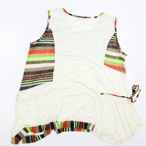 C'Melodie Womens White Striped  Basic Tank Size 2XL