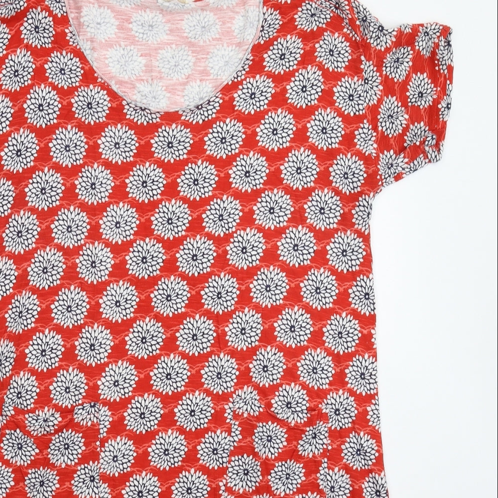 White Stuff Womens Red Floral  T-Shirt Dress  Size M