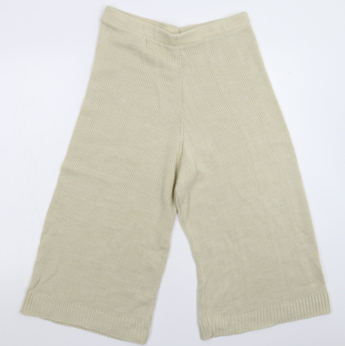 Preworn Womens White  Knit Cropped Trousers Size 14 L20 in