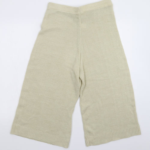 Preworn Womens White  Knit Cropped Trousers Size 14 L20 in