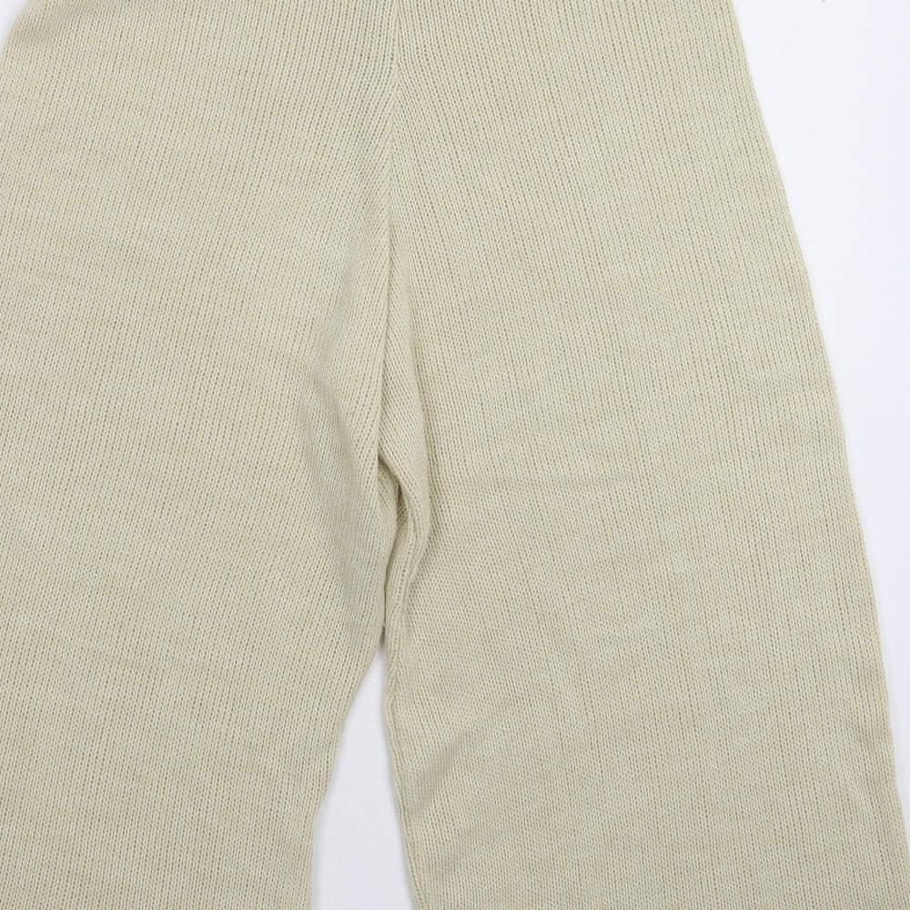 Preworn Womens White  Knit Cropped Trousers Size 14 L20 in