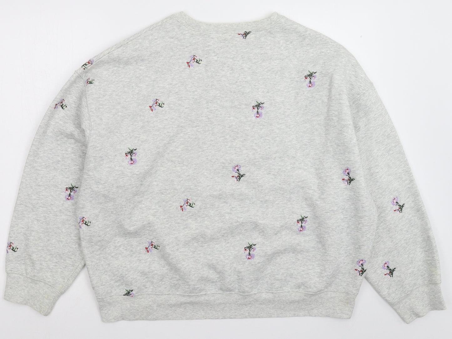 H&M Womens Grey Floral  Pullover Sweatshirt Size M  - Oversized