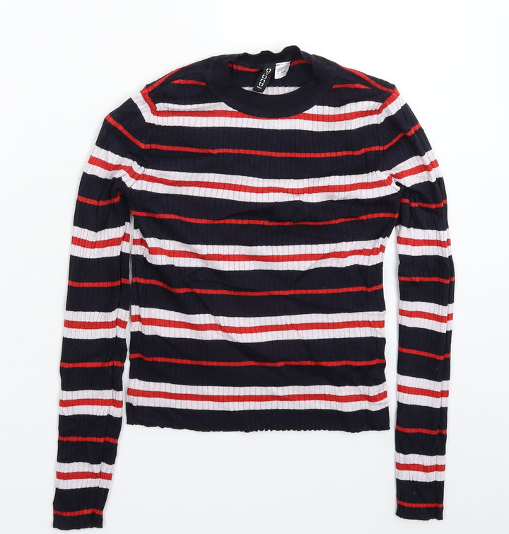 Divided Womens Blue Striped Knit Pullover Jumper Size S