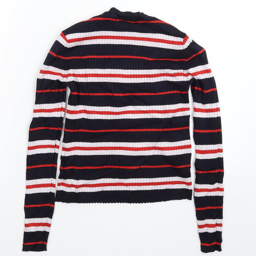 Divided Womens Blue Striped Knit Pullover Jumper Size S