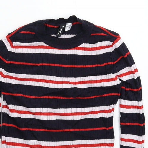 Divided Womens Blue Striped Knit Pullover Jumper Size S
