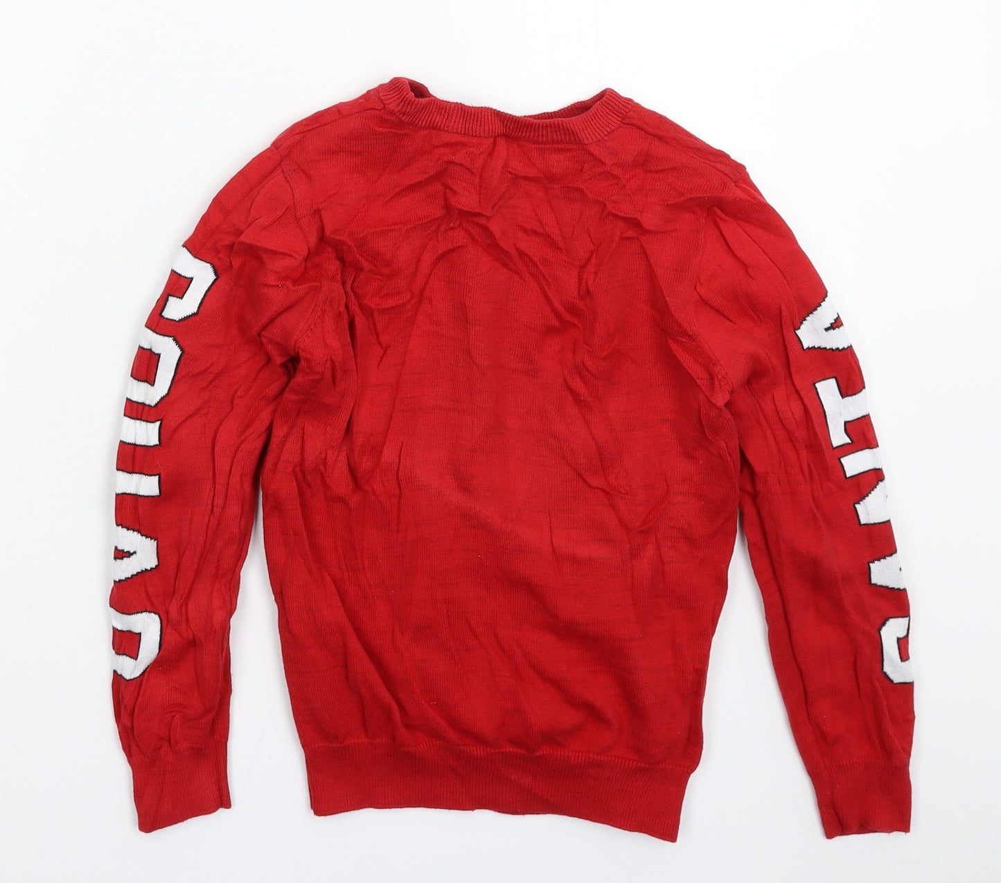 Primark Boys Red  Knit Pullover Jumper Size 9-10 Years  - Christmas