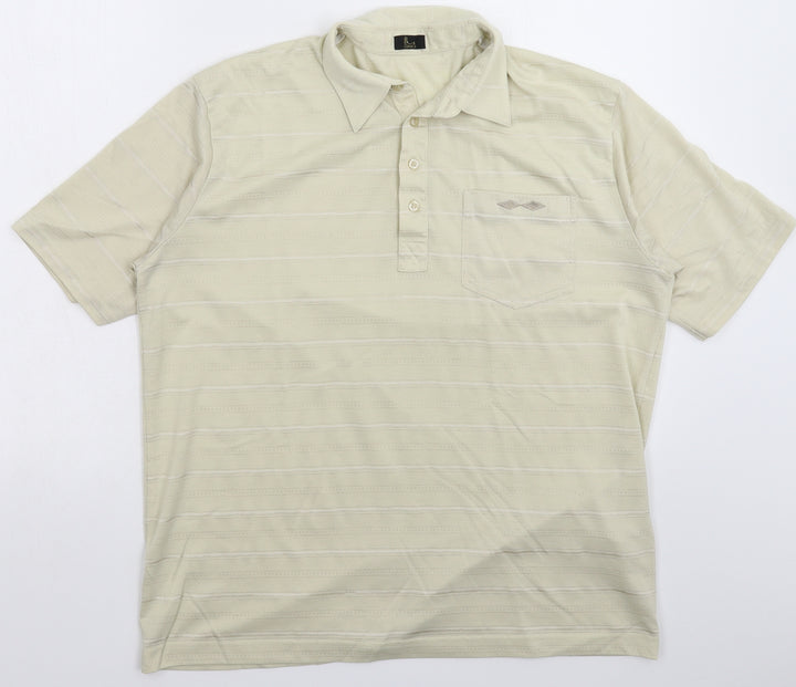 BHS Womens Beige Striped Basic Polo Size M