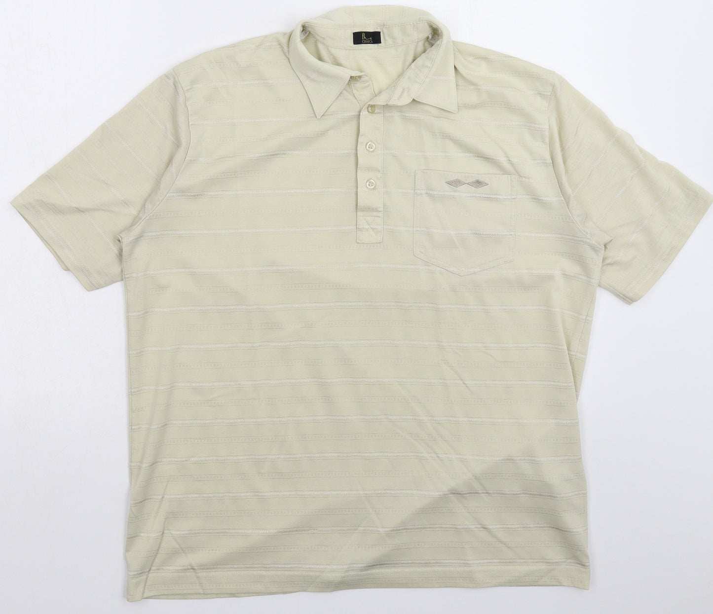 BHS Womens Beige Striped  Basic Polo Size M