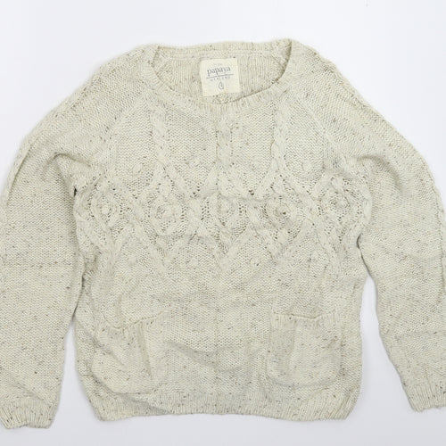 Papaya Womens White  Knit Pullover Jumper Size 8