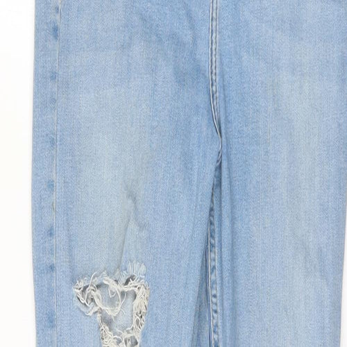 Topshop Womens Blue Houndstooth  Mom Jeans Size 30 L32 in