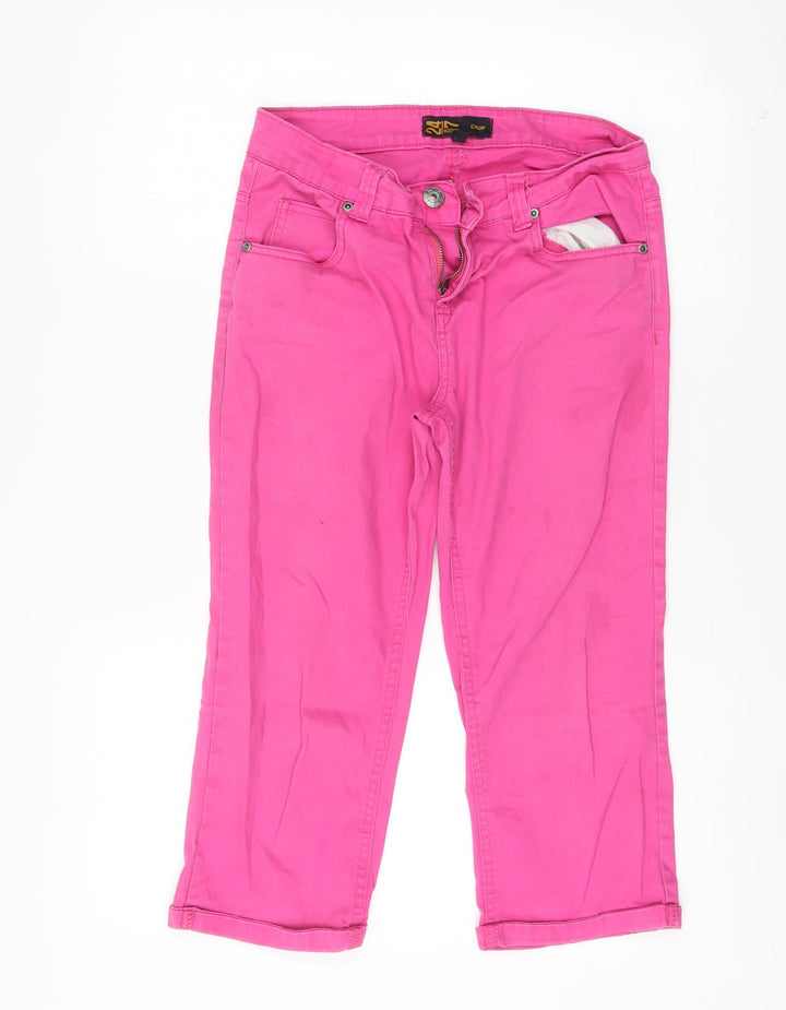 24/7 Womens Pink Cropped Jeans Size 10 L20 in