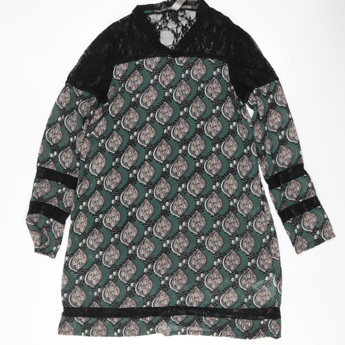mismash Womens Green Argyle/Diamond  Shift  Size M