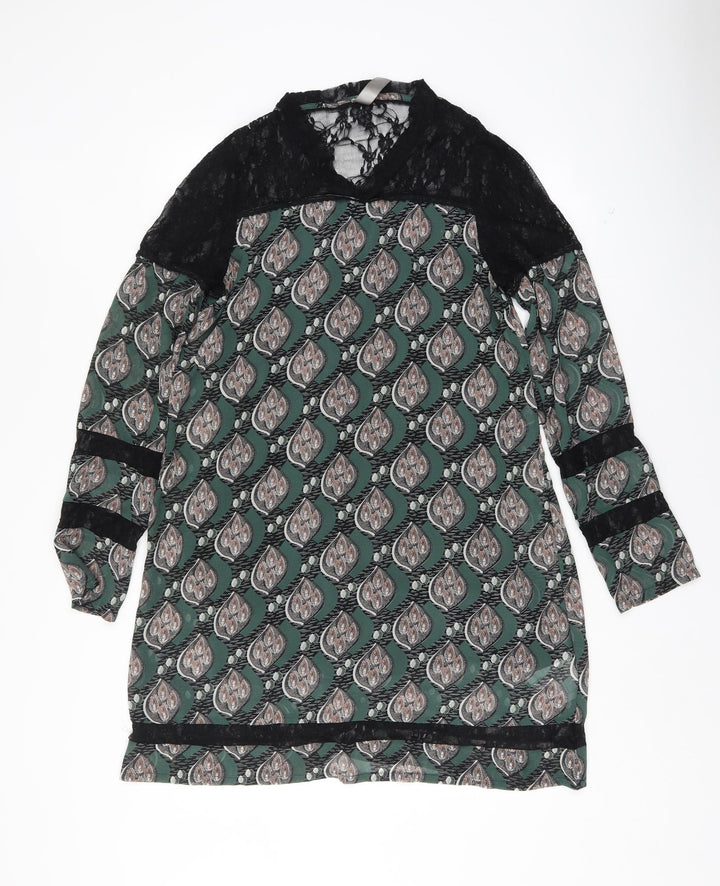 mismash Womens Green Argyle/Diamond Shift Size M