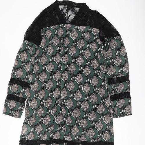 mismash Womens Green Argyle/Diamond  Shift  Size M