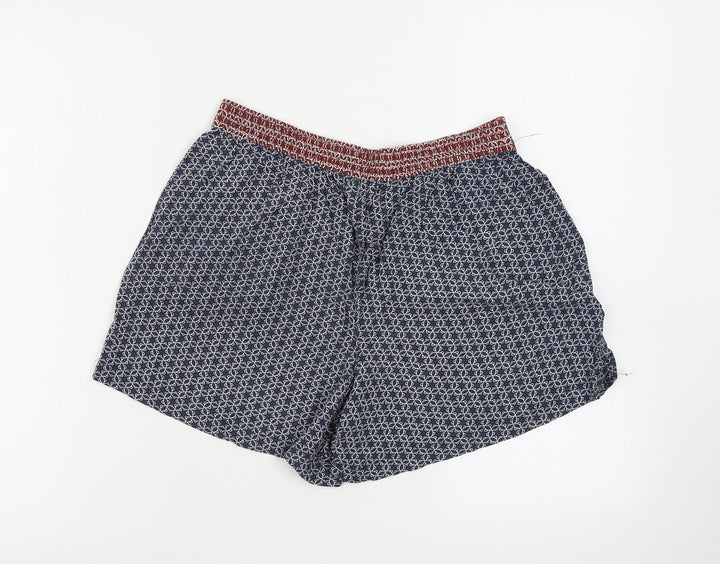 Papaya Womens Blue Geometric Hot Pants Shorts Size 8