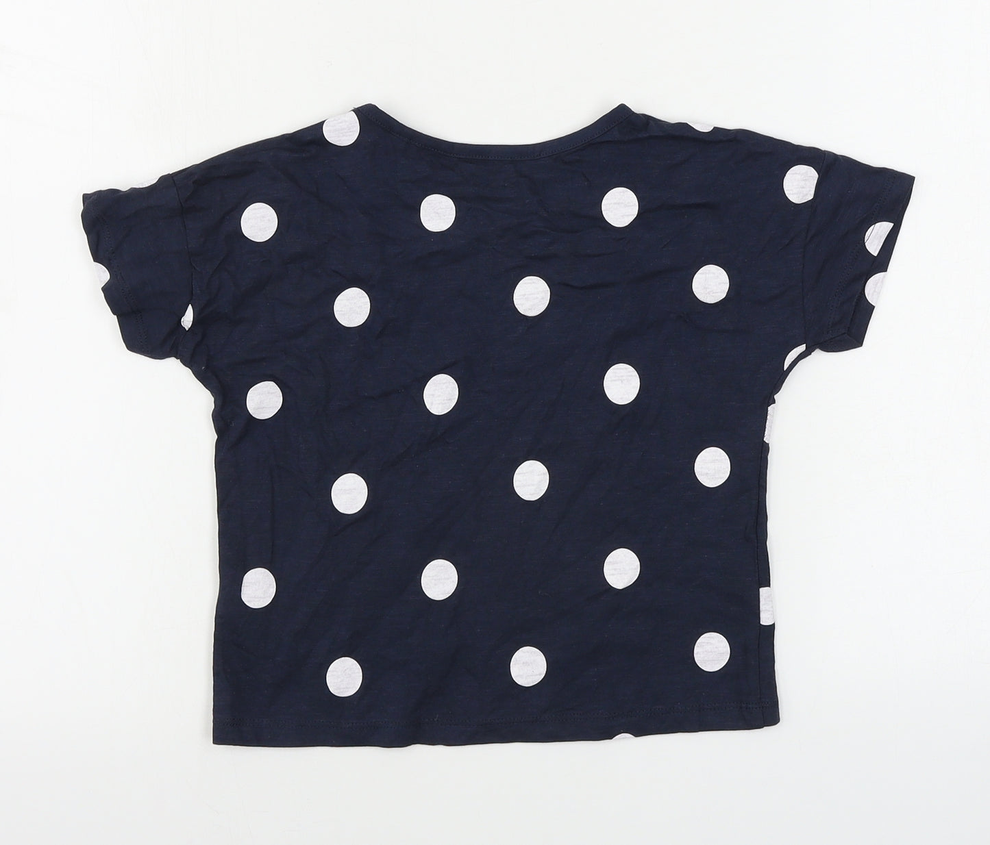 TU Girls Blue Polka Dot  Basic T-Shirt Size 7 Years