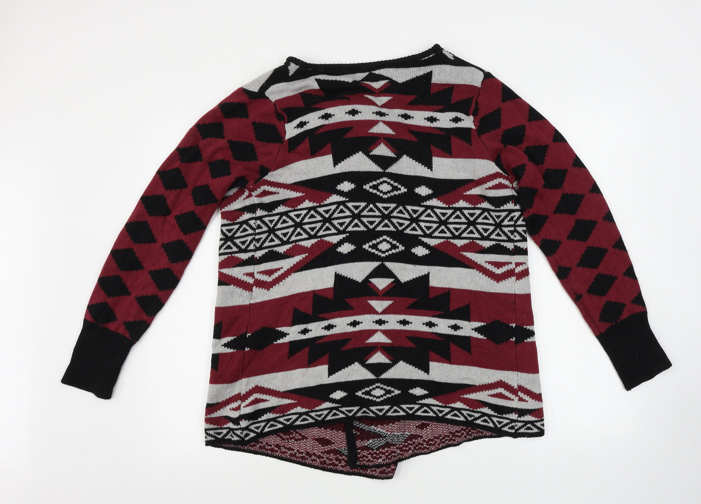 ESMARA Womens Red Geometric  Cardigan Jumper Size 10