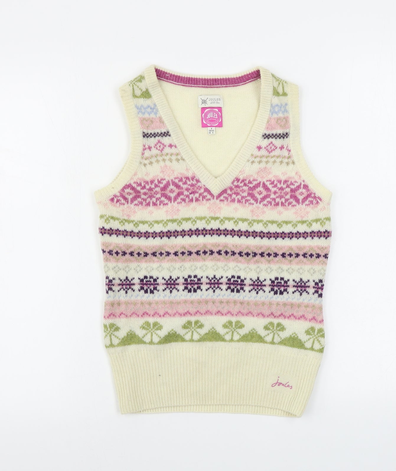 Joules  Womens Ivory Geometric  Vest Jumper Size 8