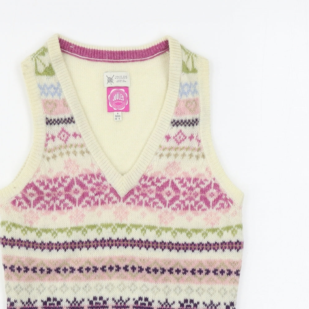 Joules  Womens Ivory Geometric  Vest Jumper Size 8